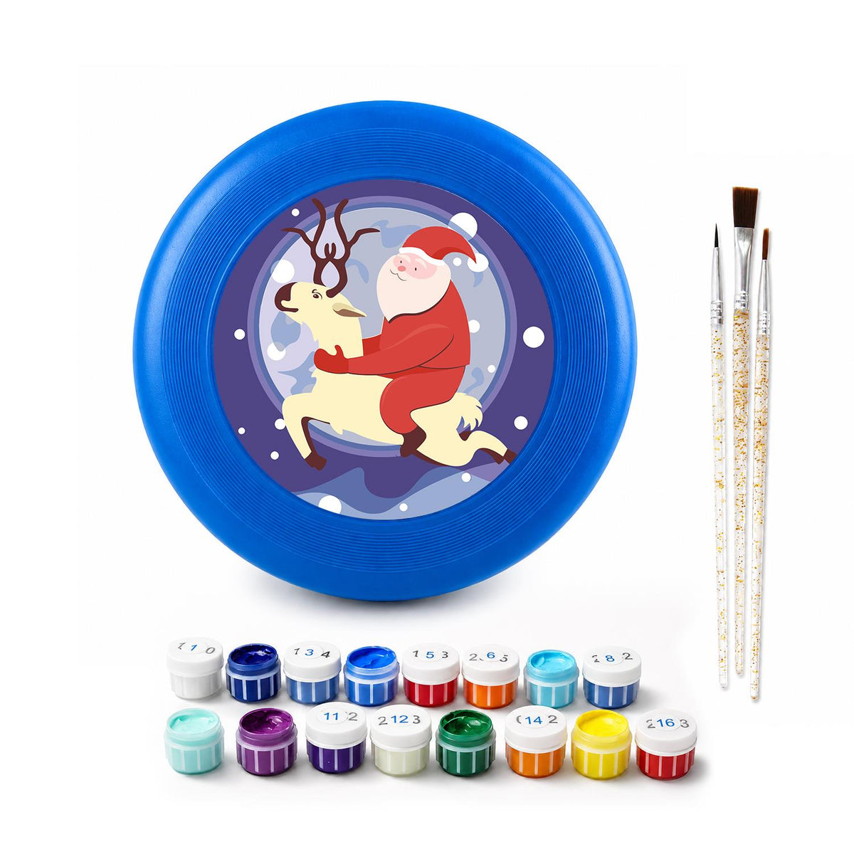 Santa and Reindeer in the Snow (Paint by Numbers Flying Disc)