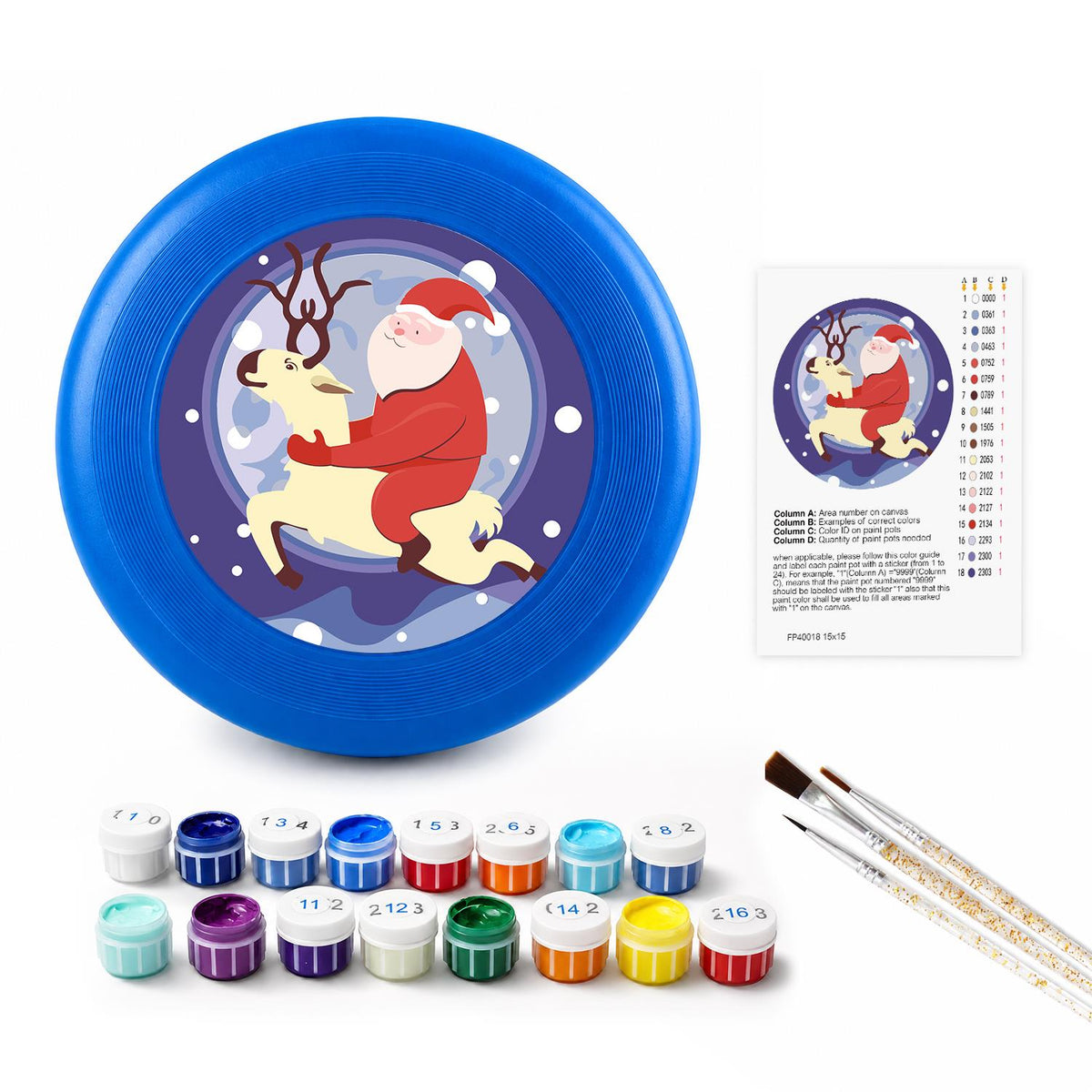Santa and Reindeer in the Snow (Paint by Numbers Flying Disc)