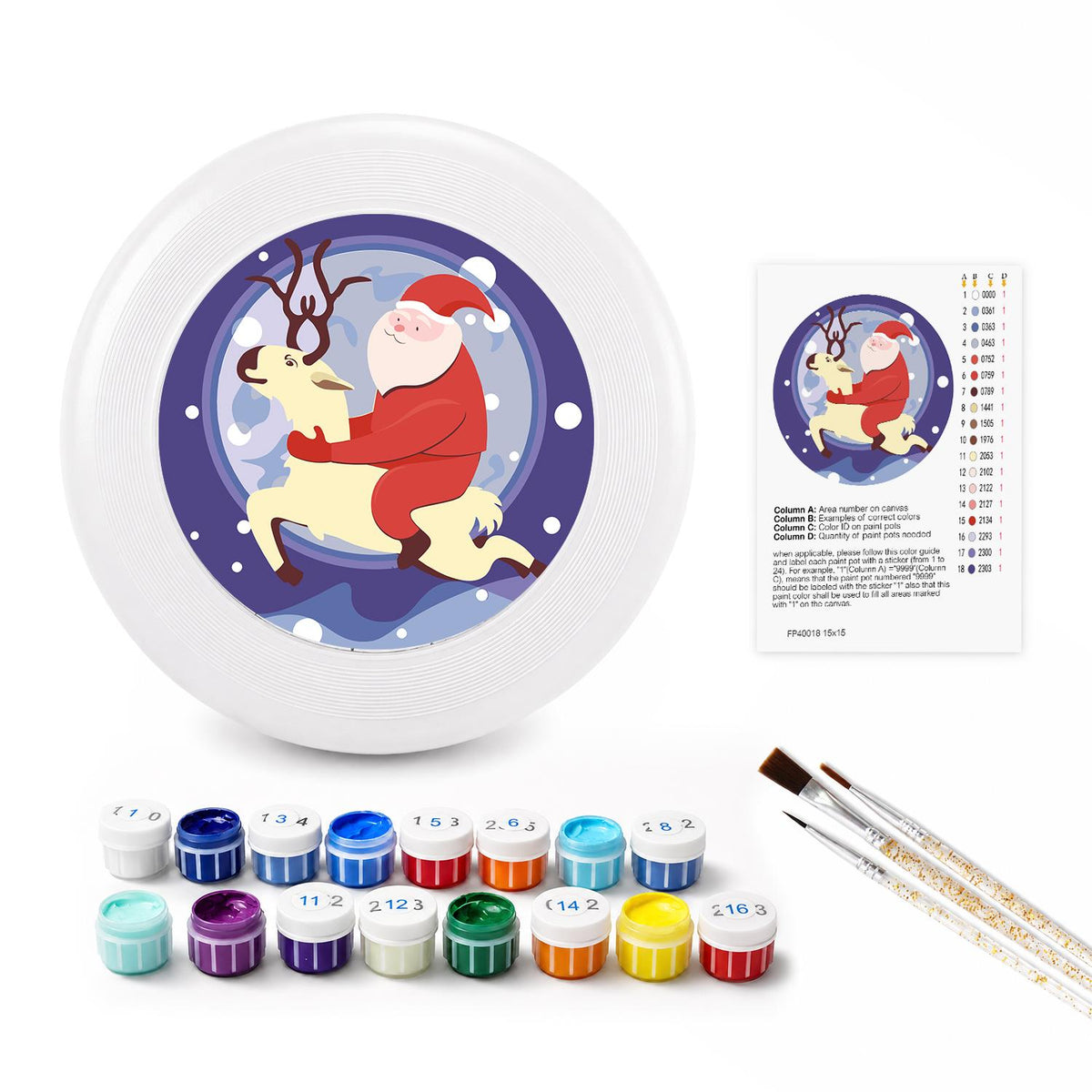 Santa and Reindeer in the Snow (Paint by Numbers Flying Disc)