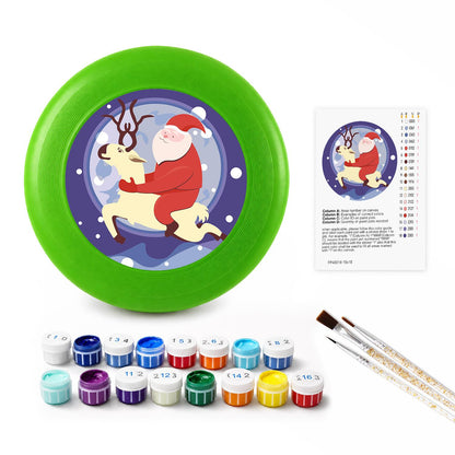 Santa and Reindeer in the Snow (Paint by Numbers Flying Disc)
