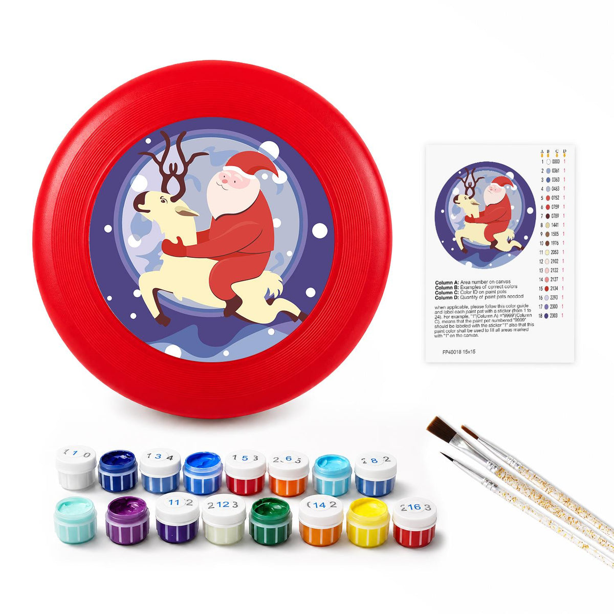 Santa and Reindeer in the Snow (Paint by Numbers Flying Disc)