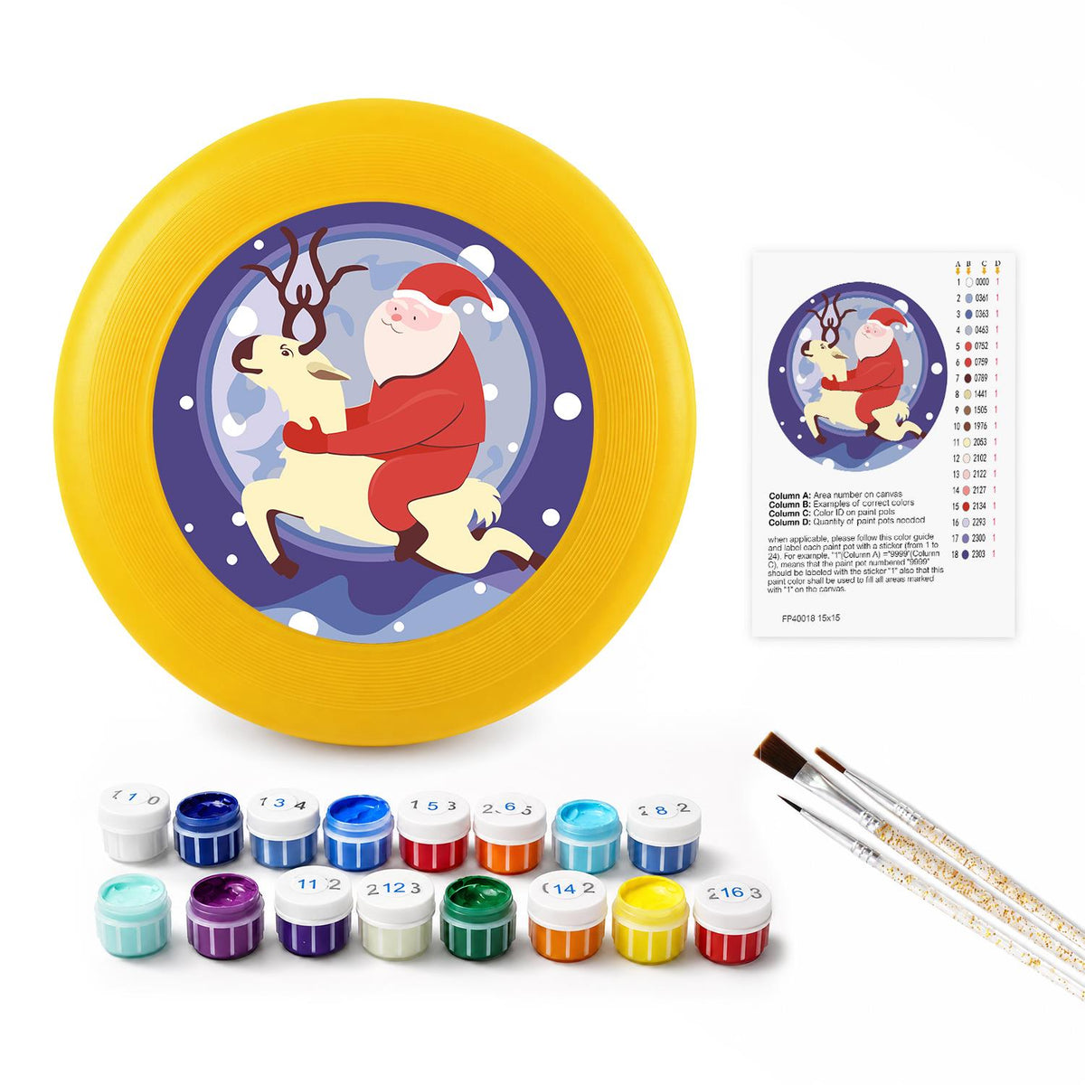 Santa and Reindeer in the Snow (Paint by Numbers Flying Disc)