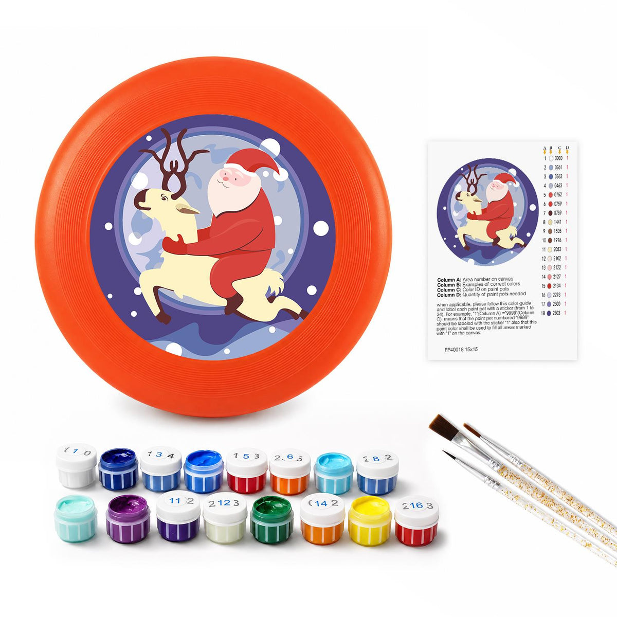 Santa and Reindeer in the Snow (Paint by Numbers Flying Disc)