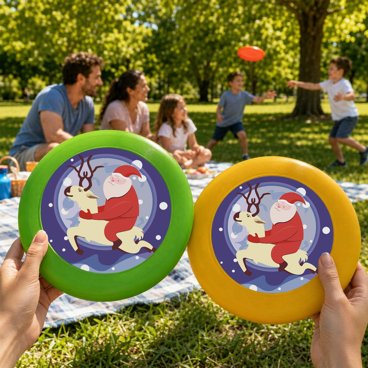 Santa and Reindeer in the Snow (Paint by Numbers Flying Disc)