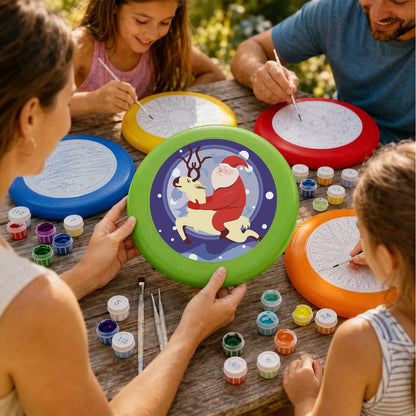 Santa and Reindeer in the Snow (Paint by Numbers Flying Disc)