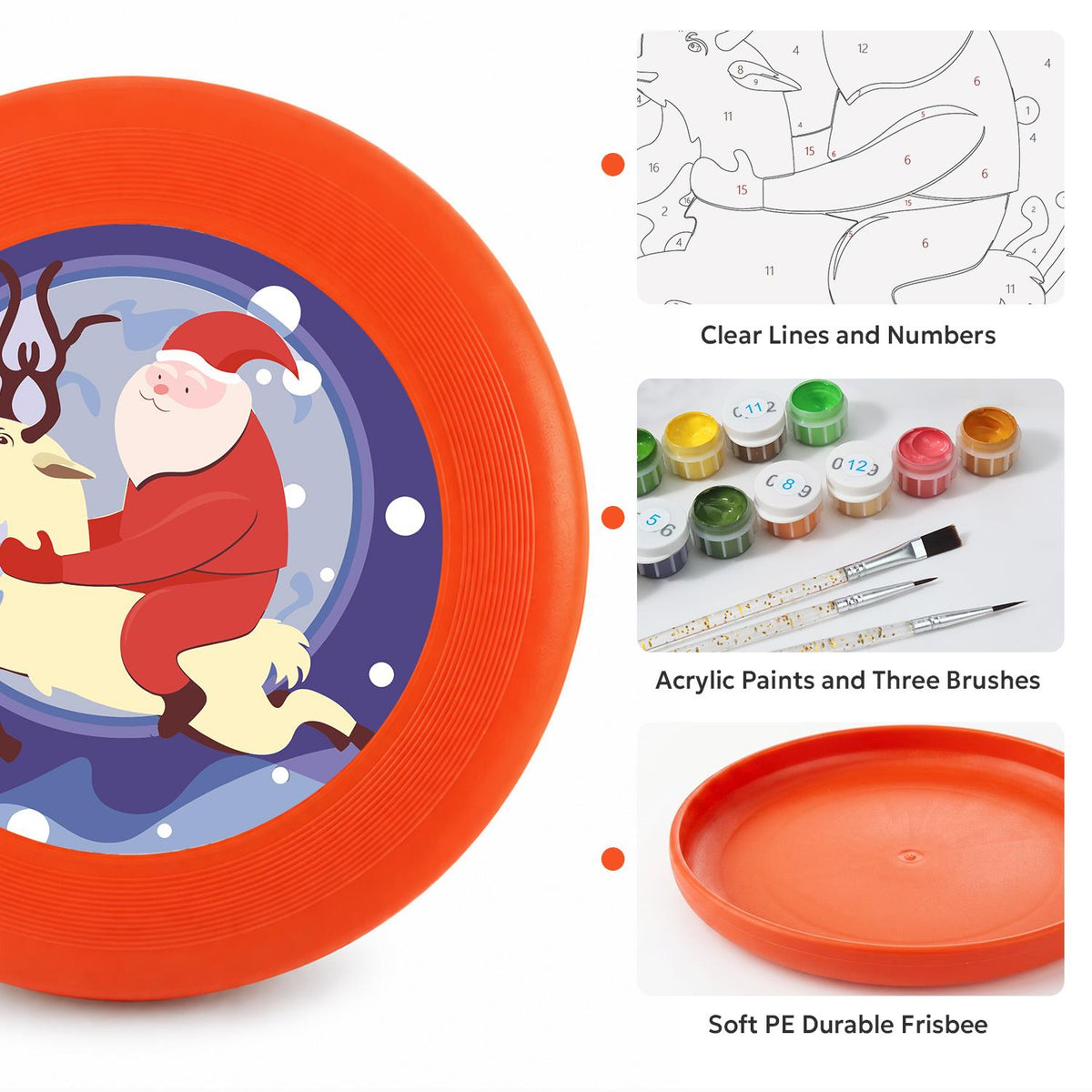 Santa and Reindeer in the Snow (Paint by Numbers Flying Disc)