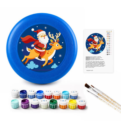 Santa Riding a Reindeer (Paint by Numbers Flying Disc)