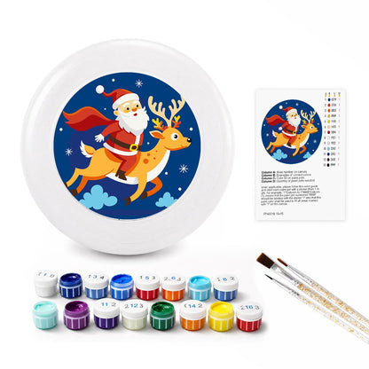 Santa Riding a Reindeer (Paint by Numbers Flying Disc)