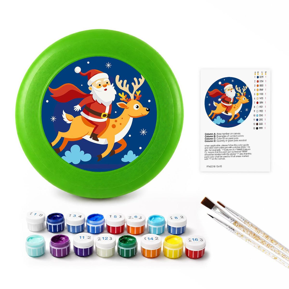 Santa Riding a Reindeer (Paint by Numbers Flying Disc)