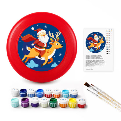 Santa Riding a Reindeer (Paint by Numbers Flying Disc)