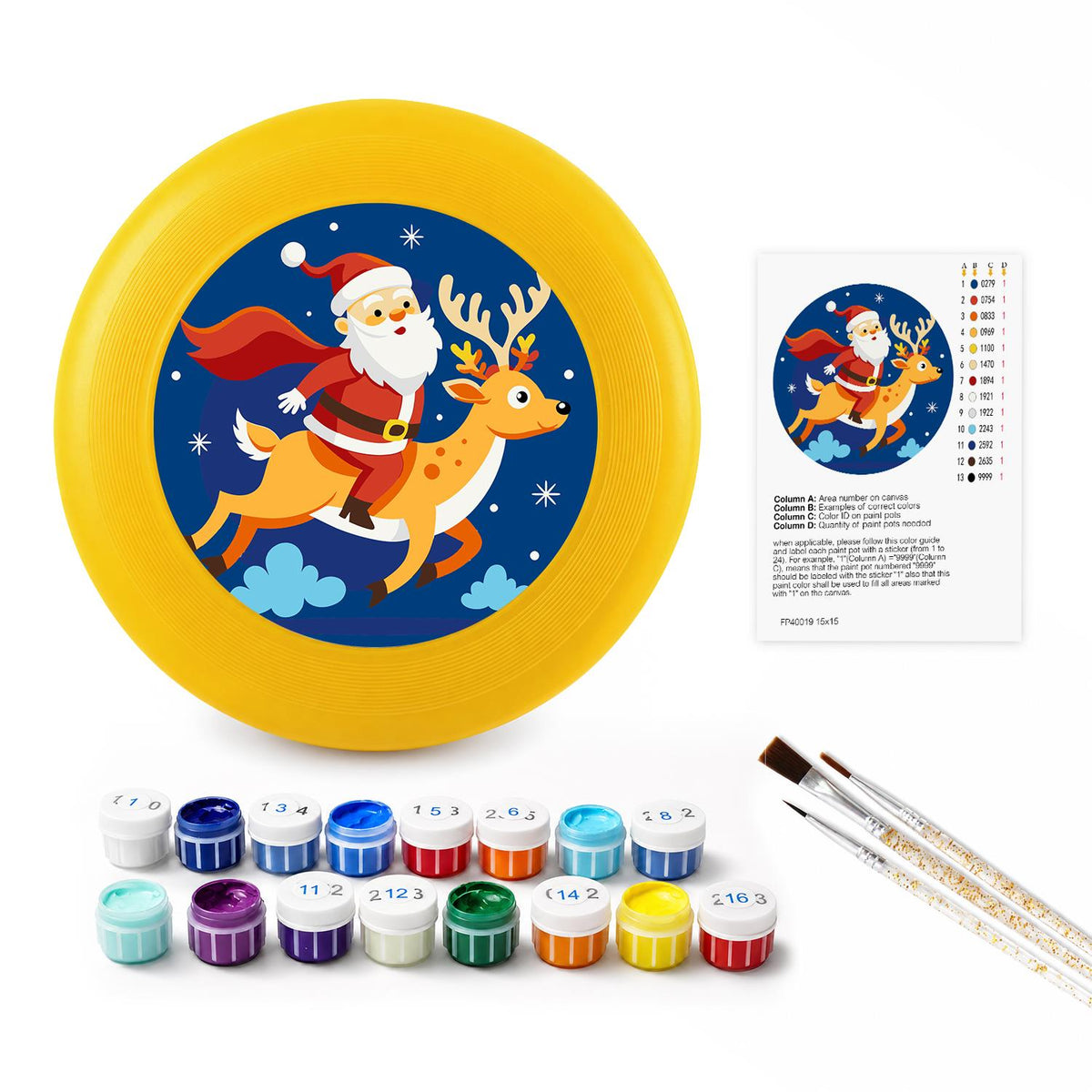 Santa Riding a Reindeer (Paint by Numbers Flying Disc)