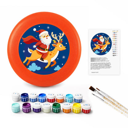 Santa Riding a Reindeer (Paint by Numbers Flying Disc)