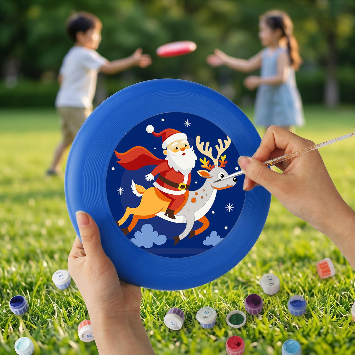 Santa Riding a Reindeer (Paint by Numbers Flying Disc)