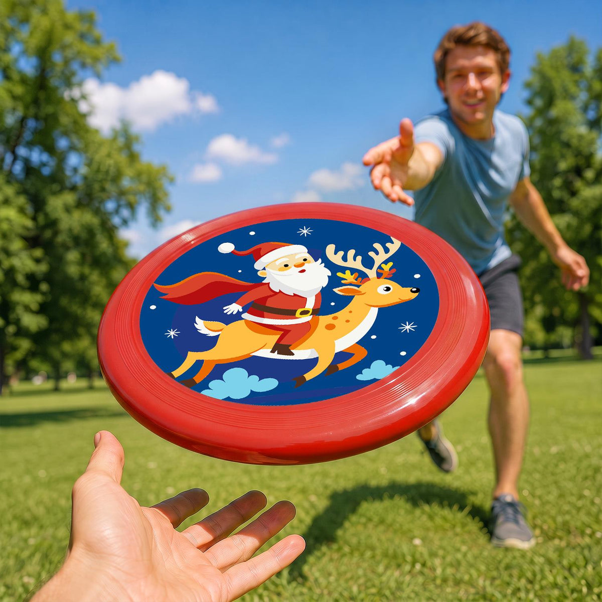 Santa Riding a Reindeer (Paint by Numbers Flying Disc)
