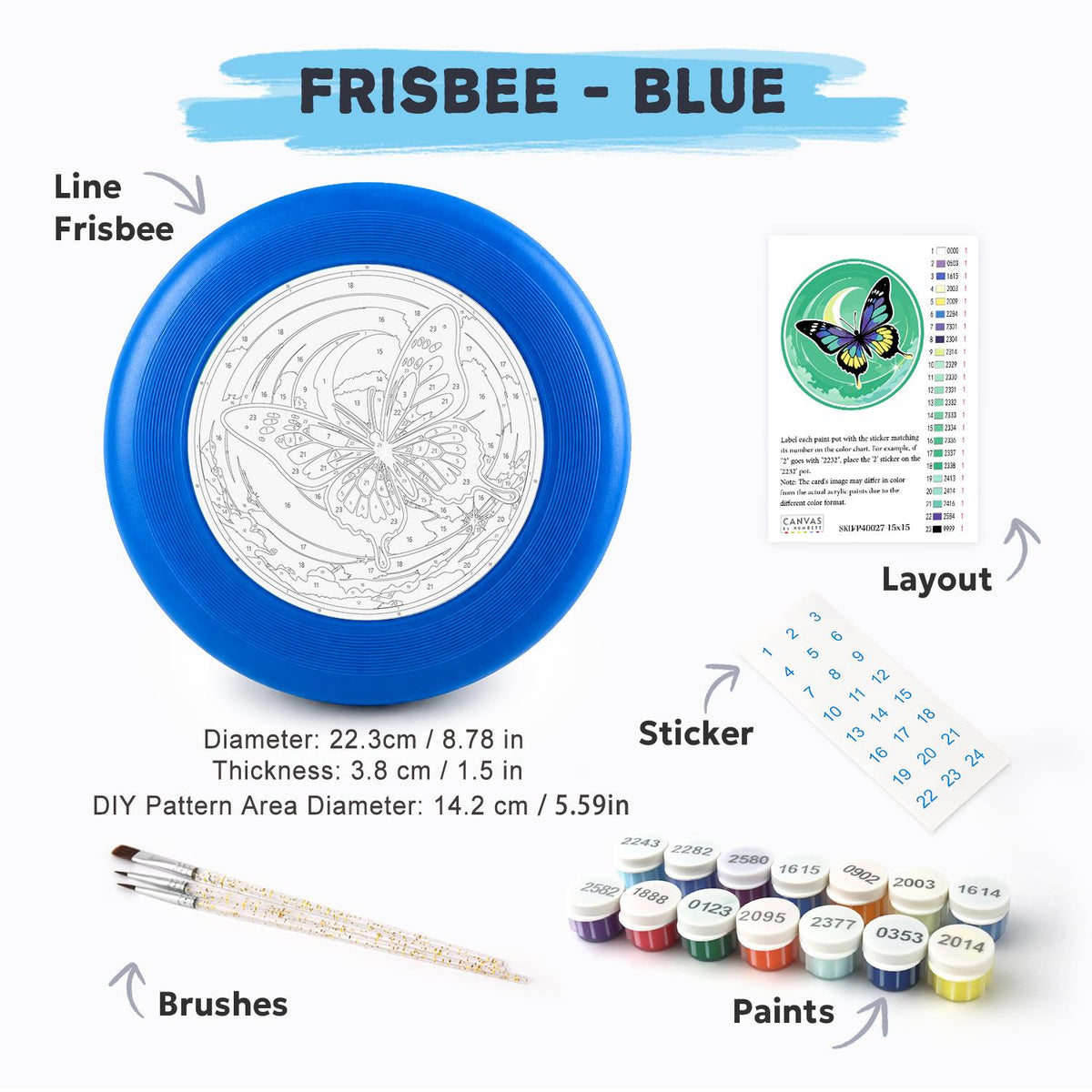 Moonlit Blue Butterfly (Paint by Numbers Flying Disc)