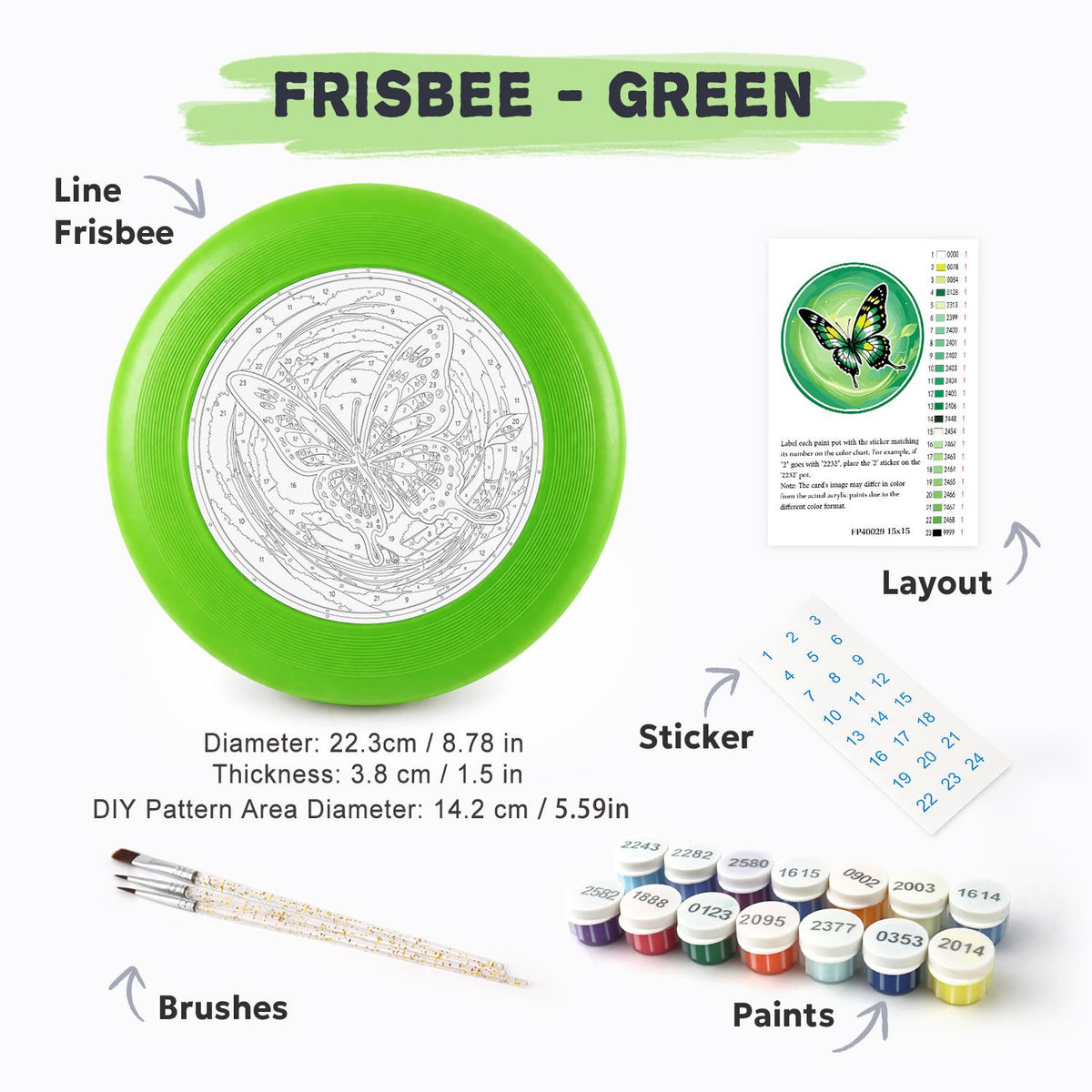 Green Meadow Butterfly (Paint by Numbers Flying Disc)