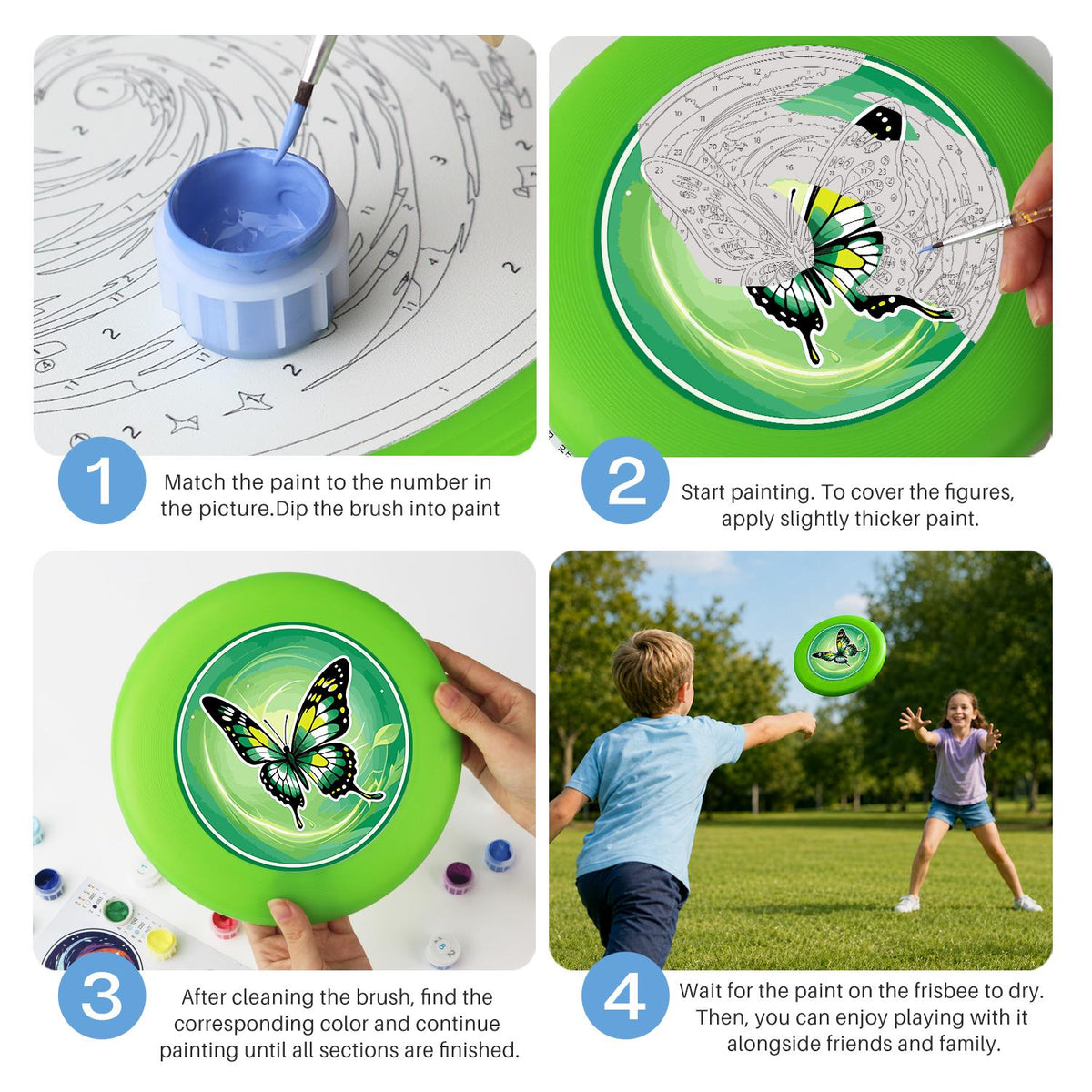 Green Meadow Butterfly (Paint by Numbers Flying Disc)