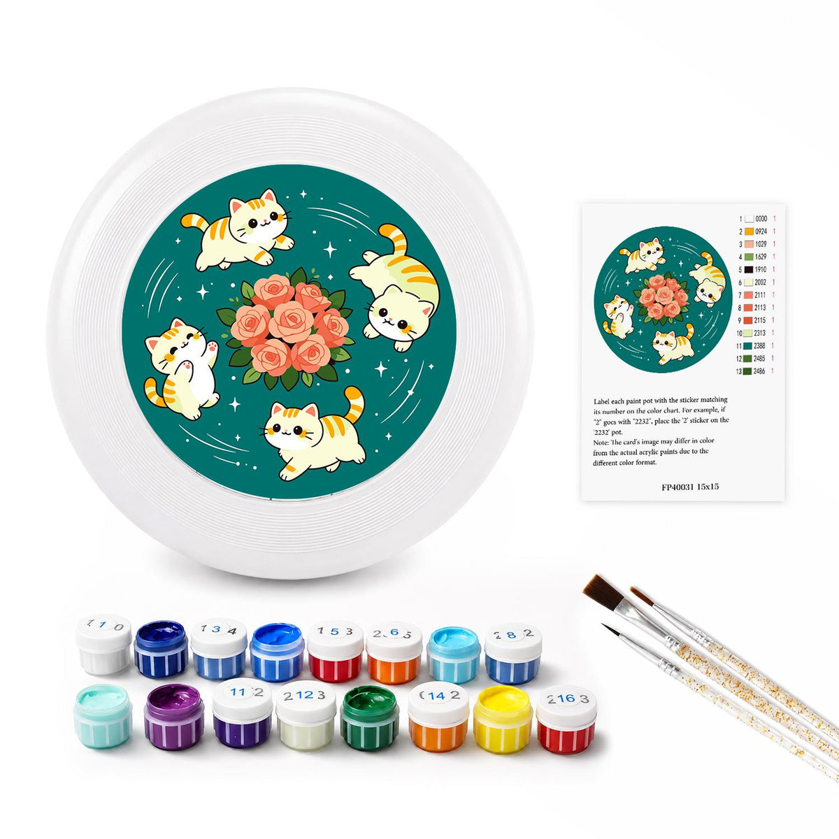 Cats and Peonies (Paint by Numbers Flying Disc)