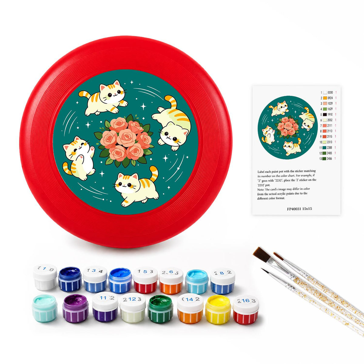 Cats and Peonies (Paint by Numbers Flying Disc)