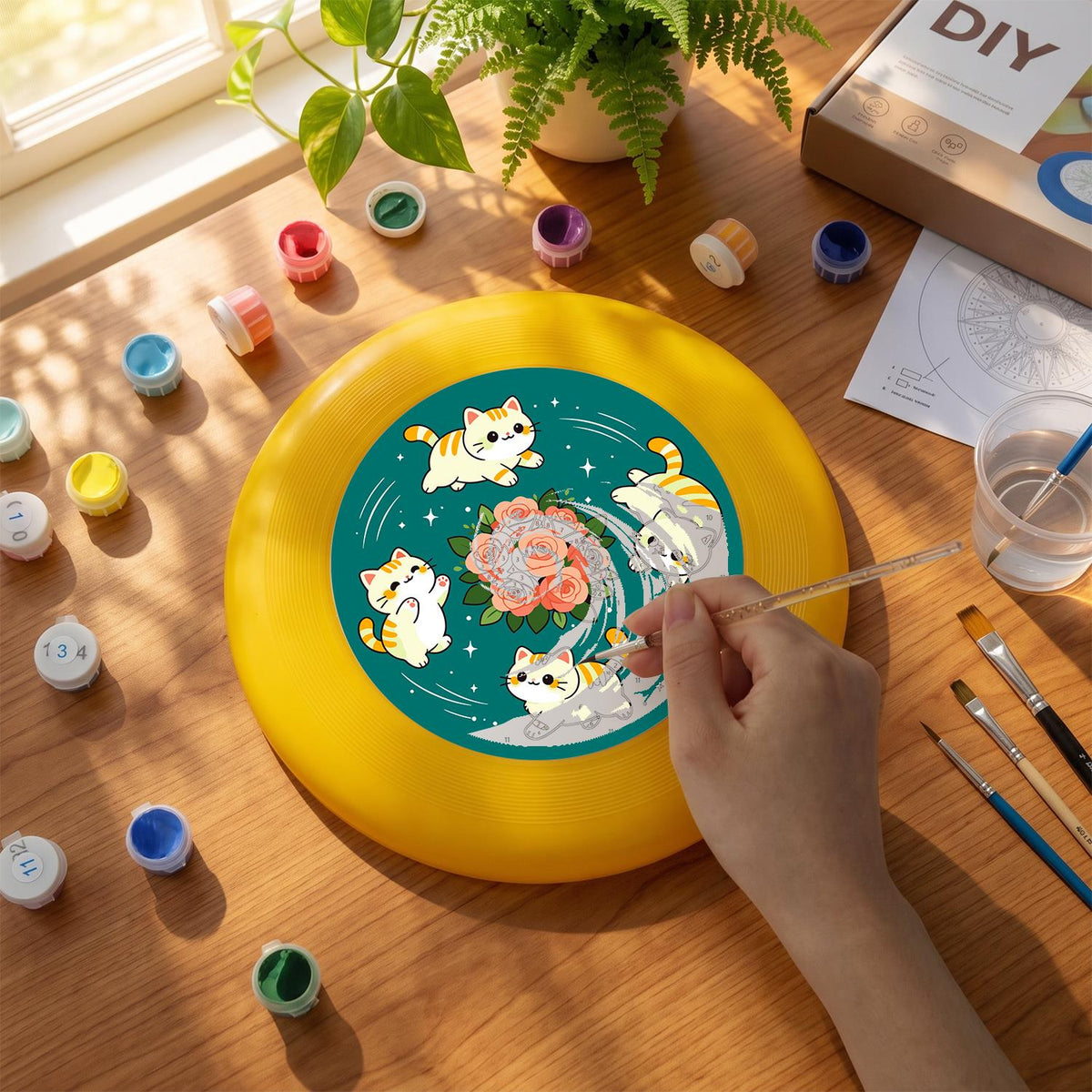 Cats and Peonies (Paint by Numbers Flying Disc)