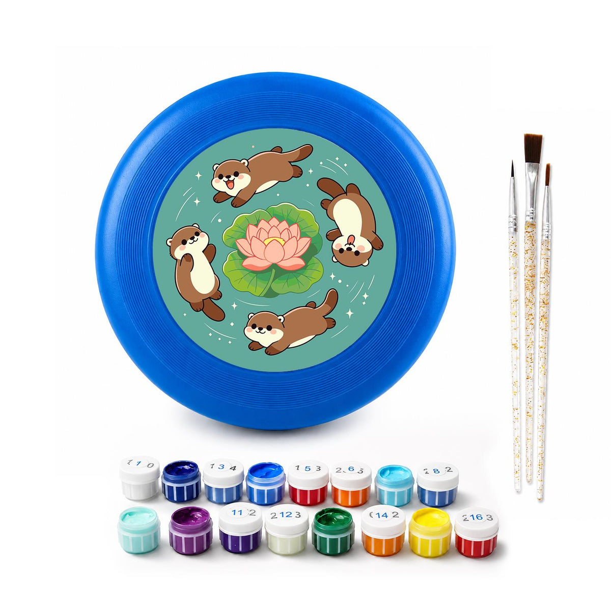 Otters and Lotus (Paint by Numbers Flying Disc)