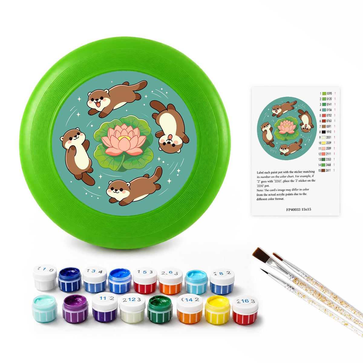 Otters and Lotus (Paint by Numbers Flying Disc)