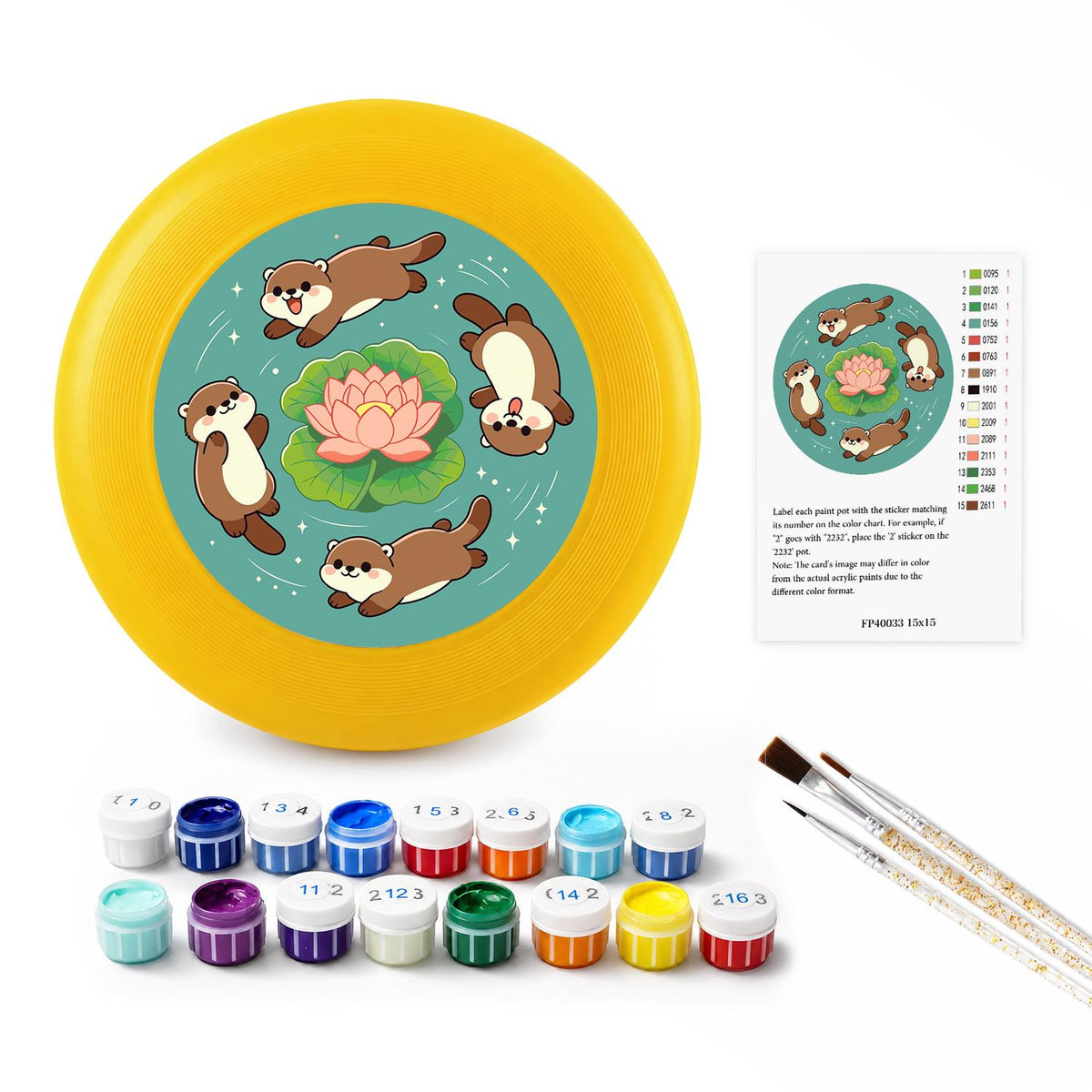 Otters and Lotus (Paint by Numbers Flying Disc)