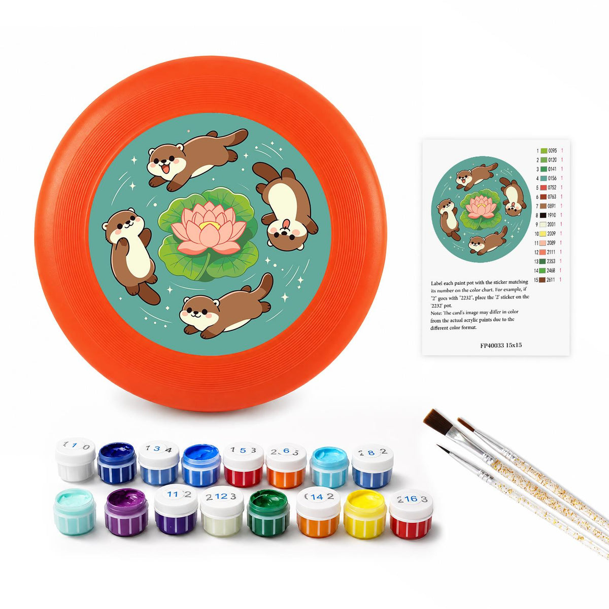 Otters and Lotus (Paint by Numbers Flying Disc)