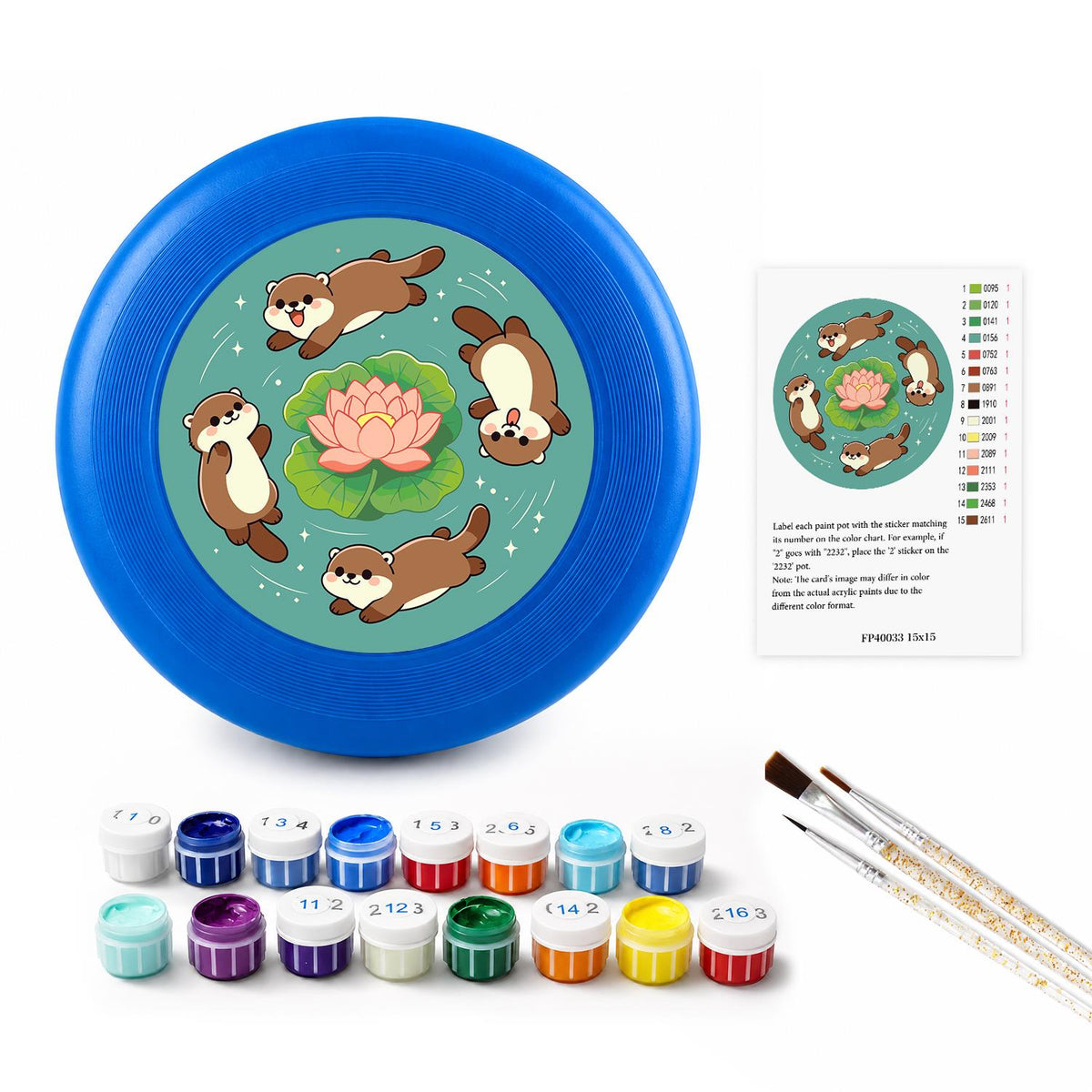 Otters and Lotus (Paint by Numbers Flying Disc)