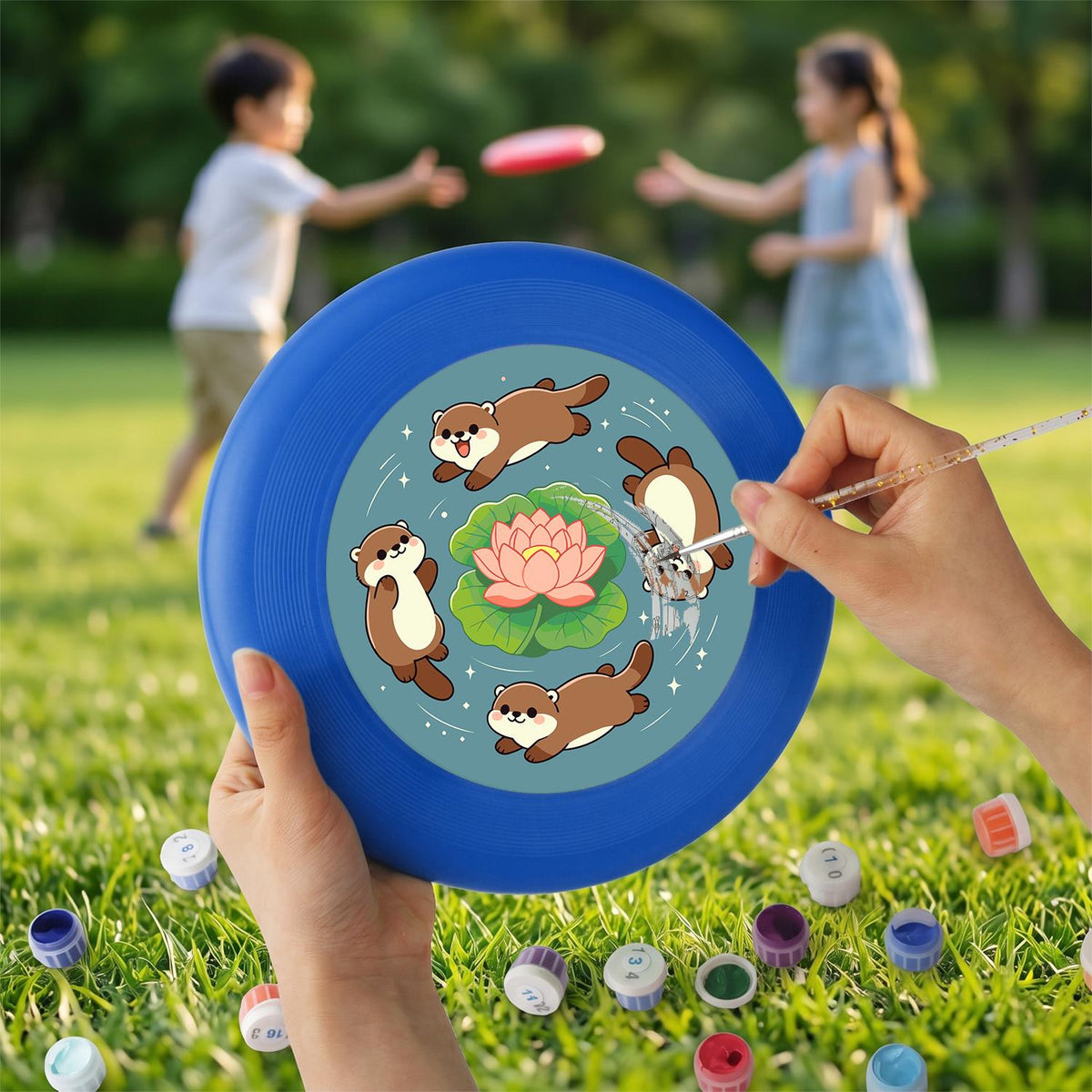 Otters and Lotus (Paint by Numbers Flying Disc)