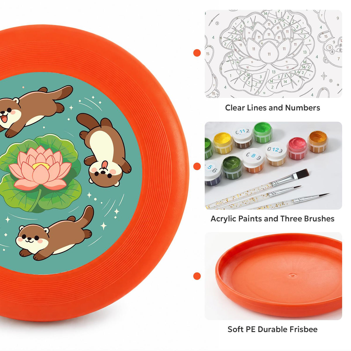 Otters and Lotus (Paint by Numbers Flying Disc)