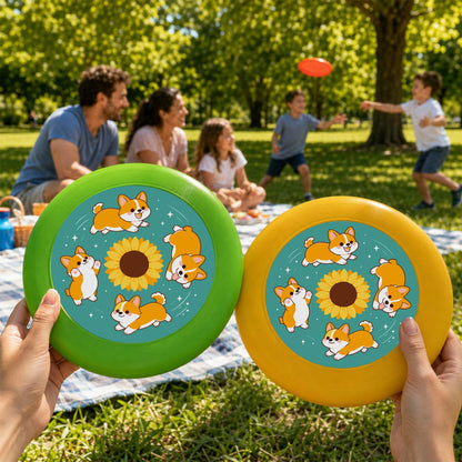 Corgis and Sunflower (Paint by Numbers Flying Disc)