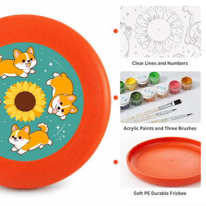 Corgis and Sunflower (Paint by Numbers Flying Disc)