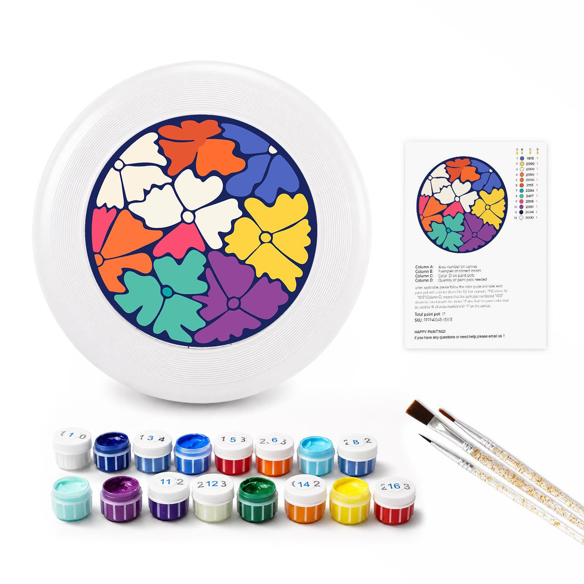 Colourful Leaf Mosaic (Paint by Numbers Flying Disc)