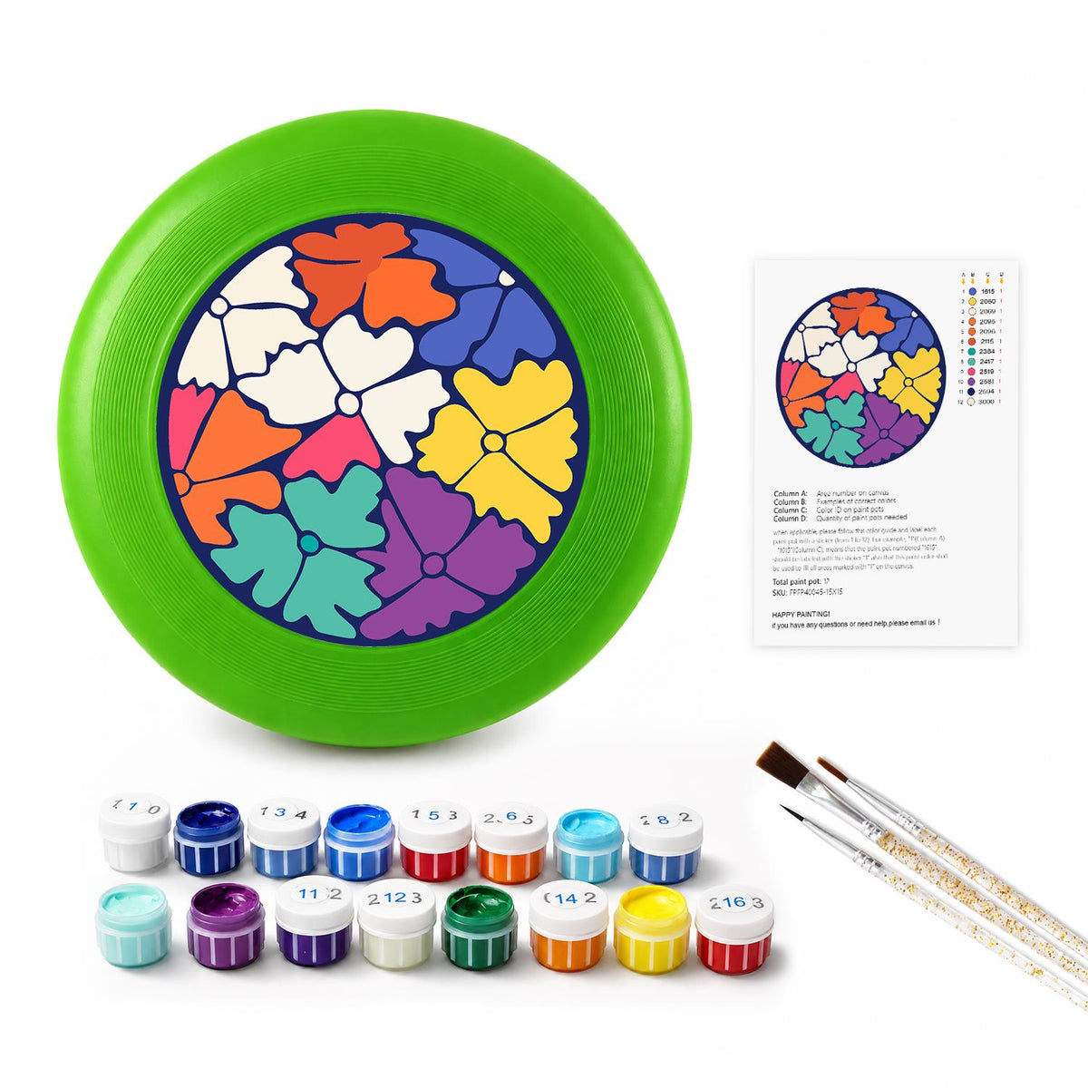 Colourful Leaf Mosaic (Paint by Numbers Flying Disc)