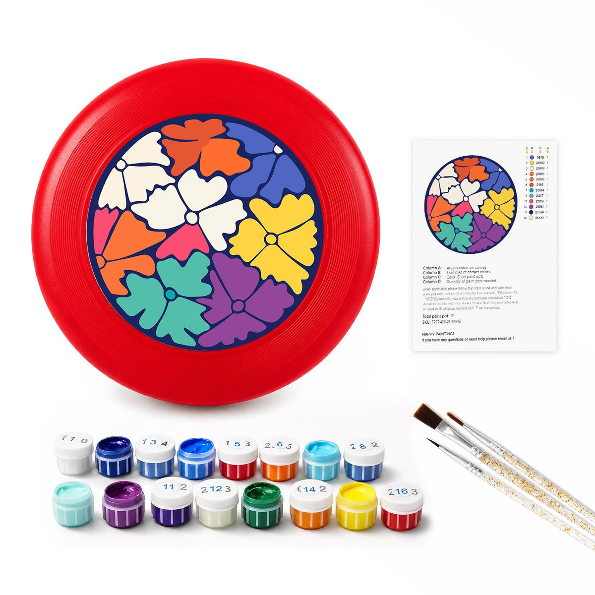 Colourful Leaf Mosaic (Paint by Numbers Flying Disc)