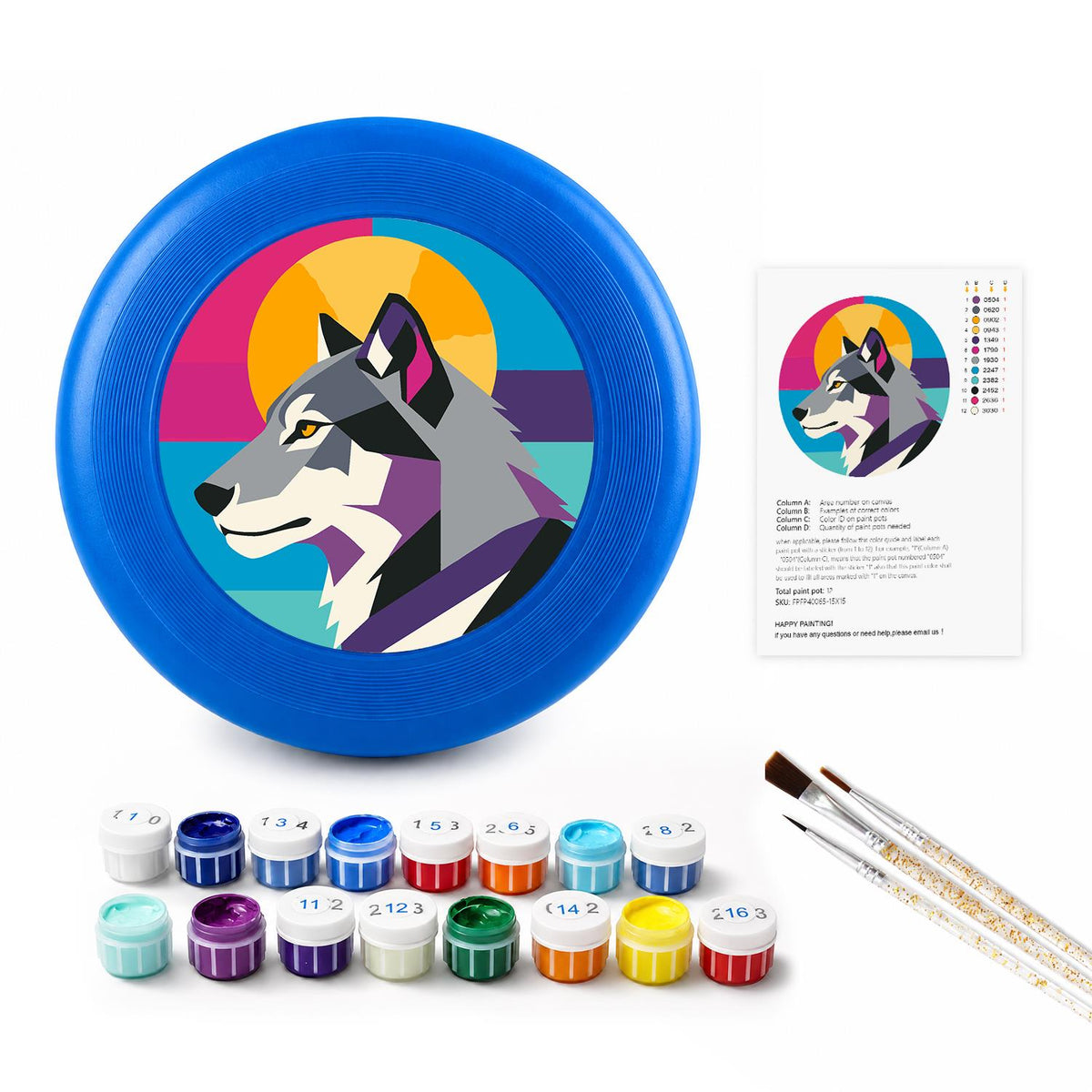Geometric Wolf (Paint by Numbers Flying Disc)