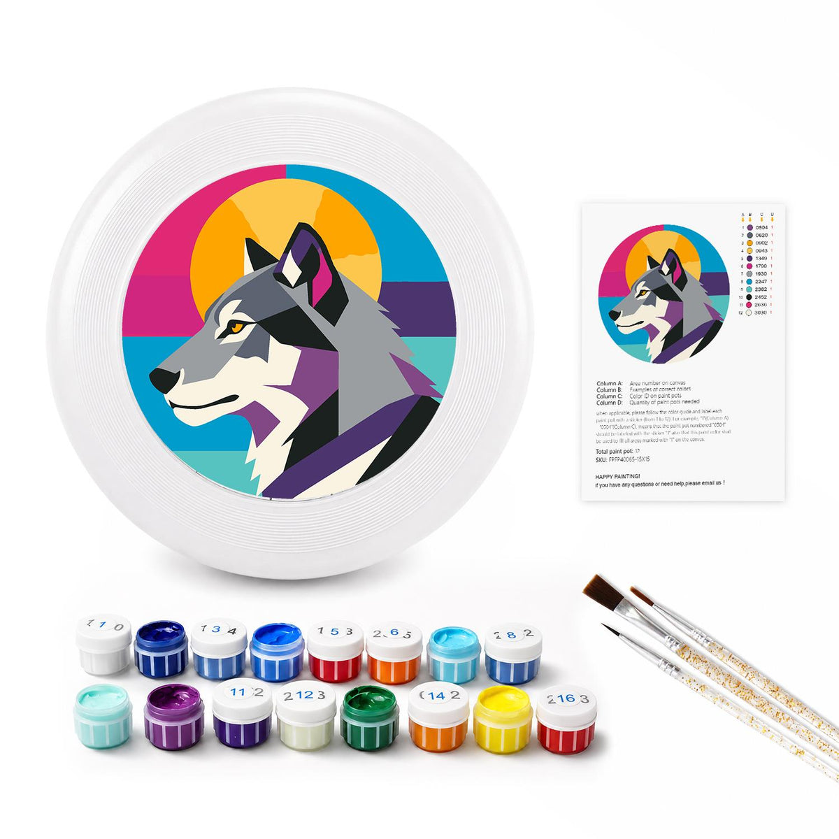 Geometric Wolf (Paint by Numbers Flying Disc)