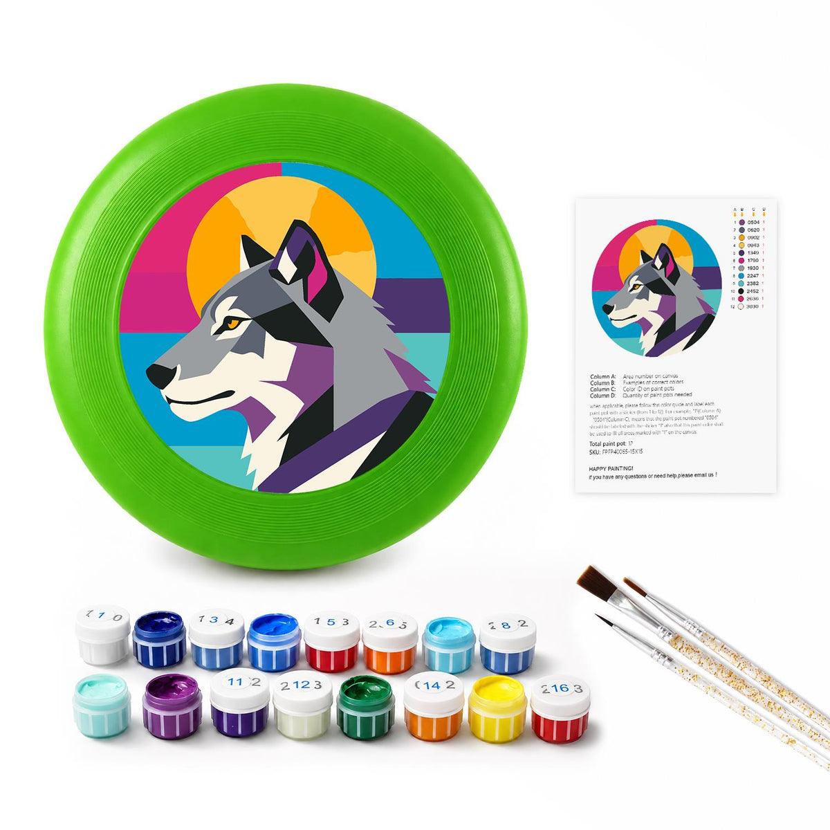 Geometric Wolf (Paint by Numbers Flying Disc)