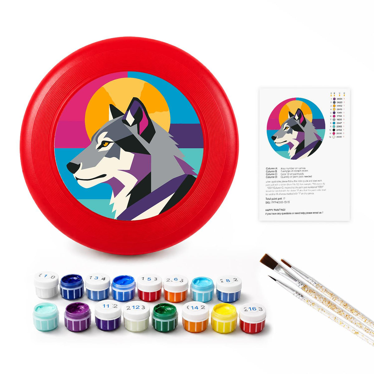 Geometric Wolf (Paint by Numbers Flying Disc)