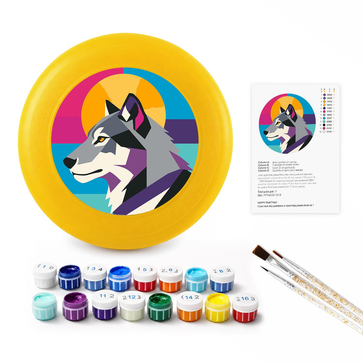 Geometric Wolf (Paint by Numbers Flying Disc)
