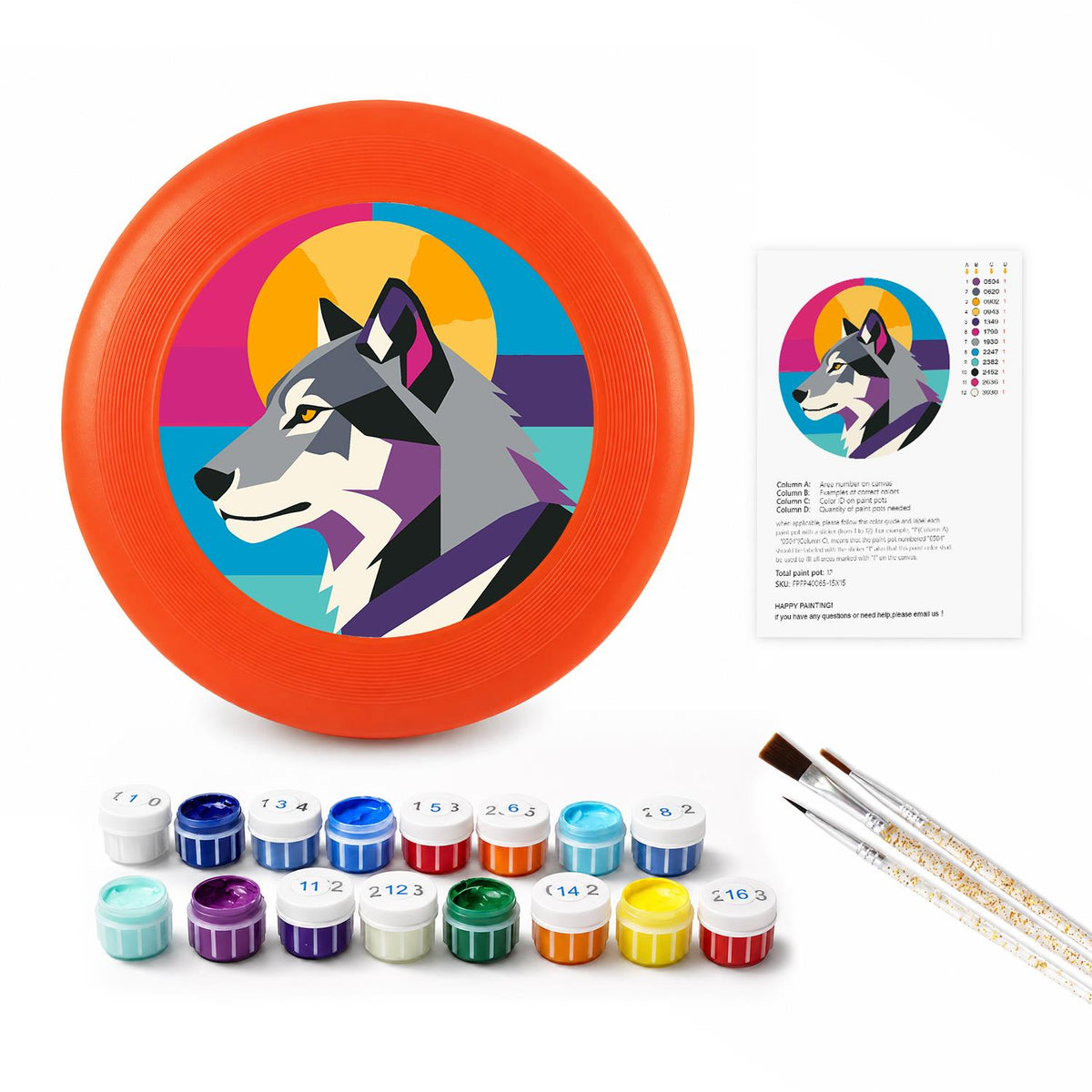 Geometric Wolf (Paint by Numbers Flying Disc)