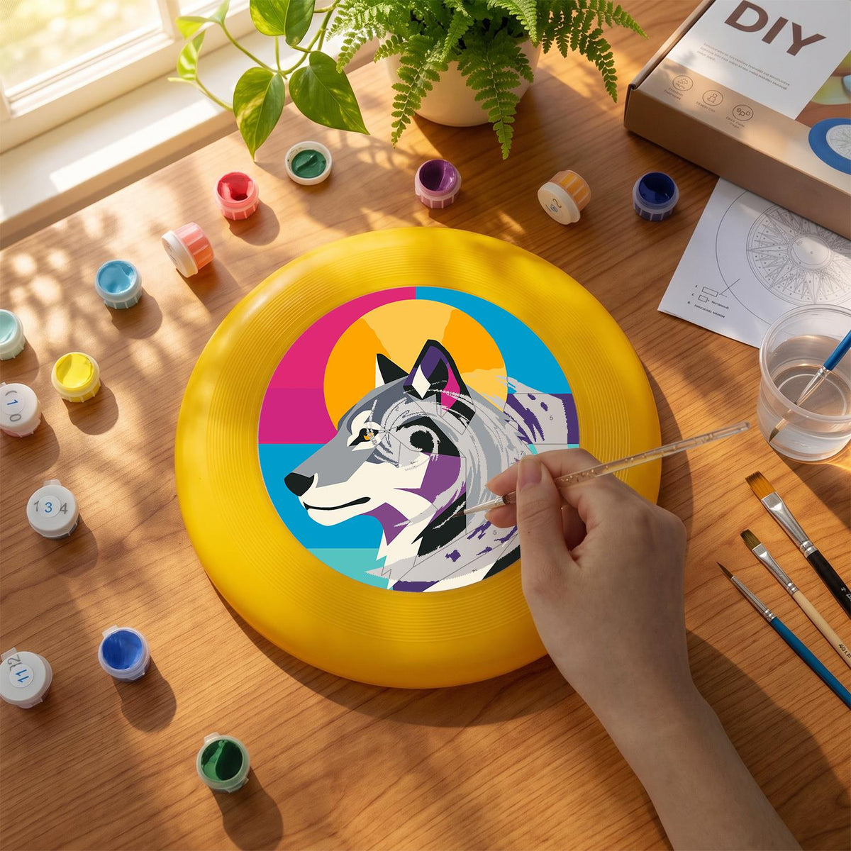 Geometric Wolf (Paint by Numbers Flying Disc)