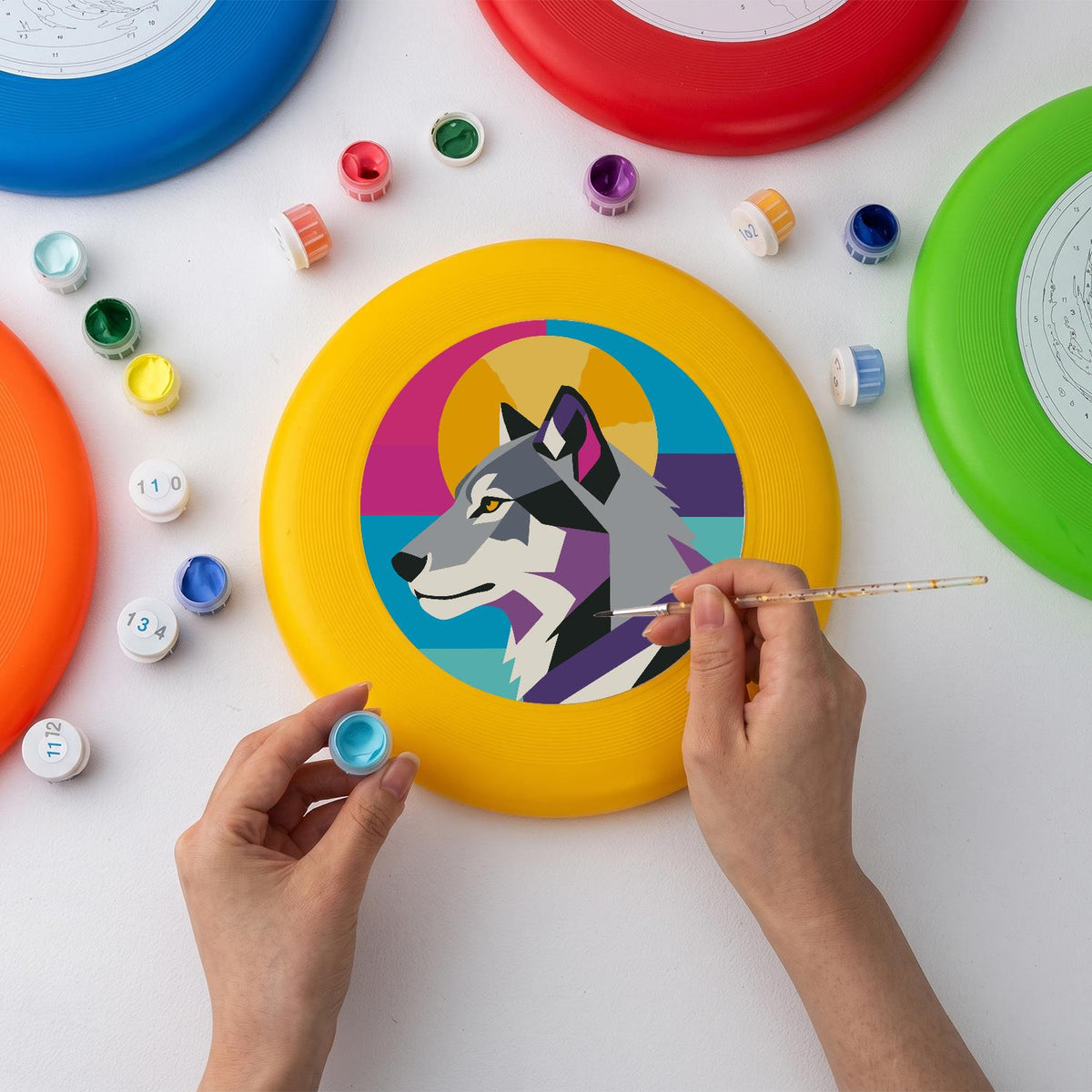 Geometric Wolf (Paint by Numbers Flying Disc)