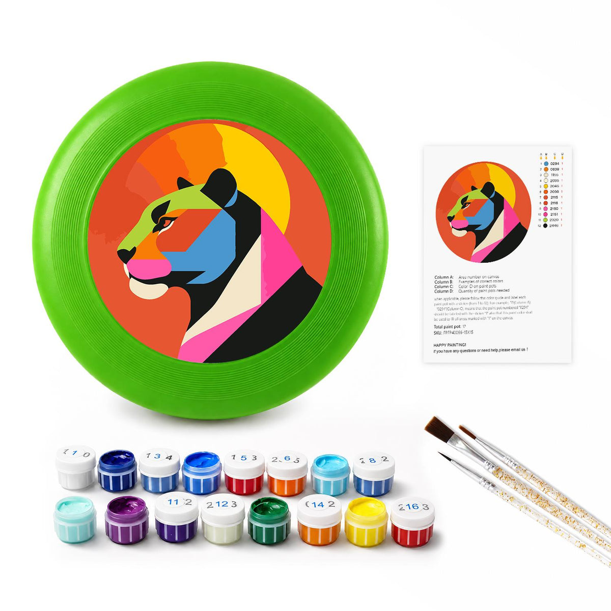 Pink Geometric Lion (Paint by Numbers Flying Disc)