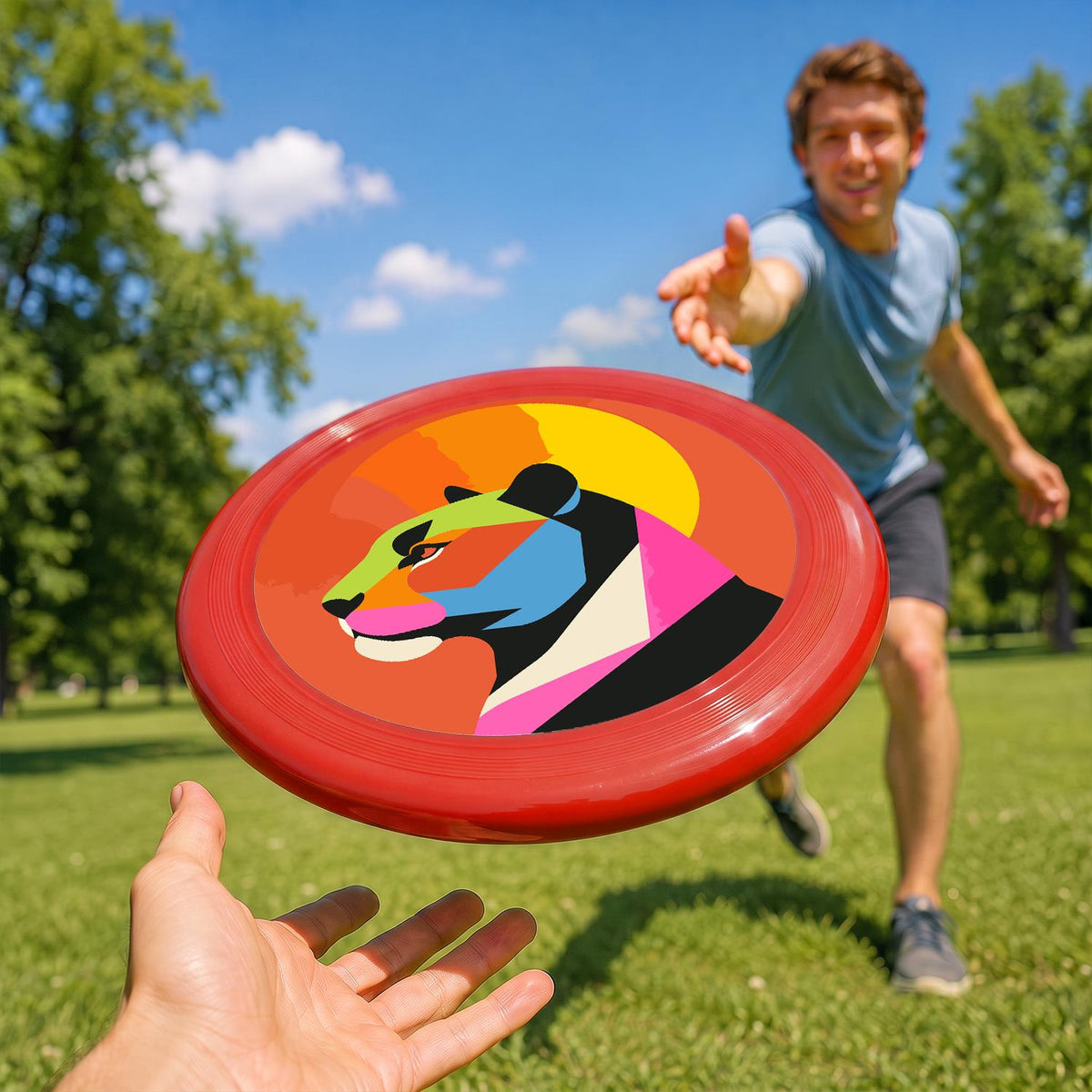 Pink Geometric Lion (Paint by Numbers Flying Disc)