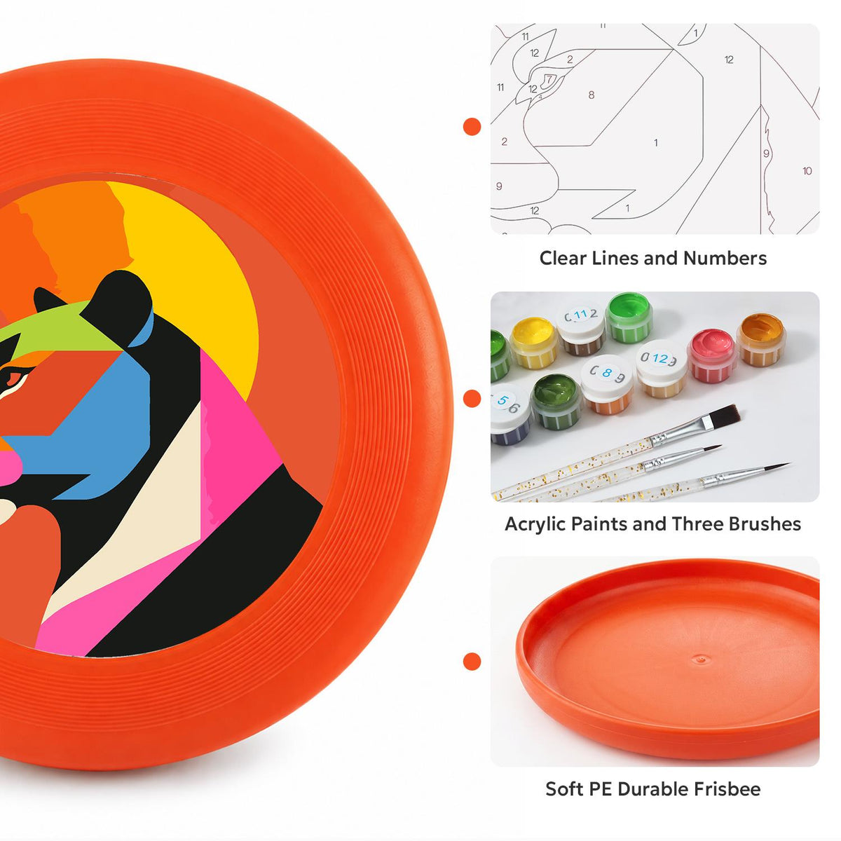 Pink Geometric Lion (Paint by Numbers Flying Disc)