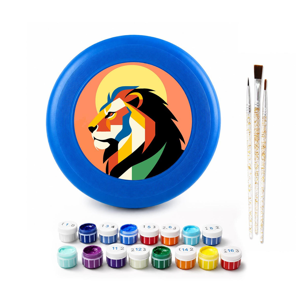 Sunset Geometric Lion (Paint by Numbers Flying Disc)