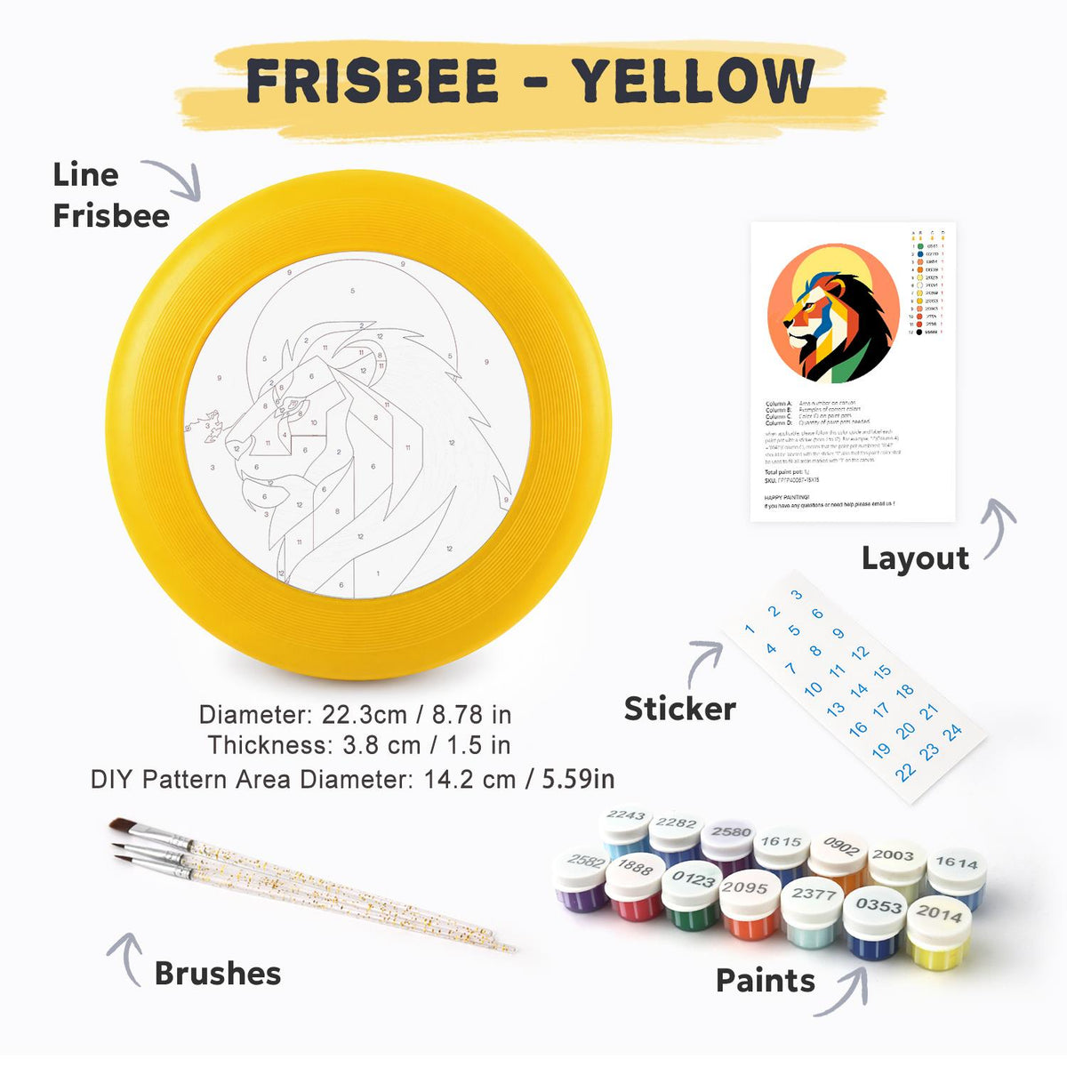 Sunset Geometric Lion (Paint by Numbers Flying Disc)