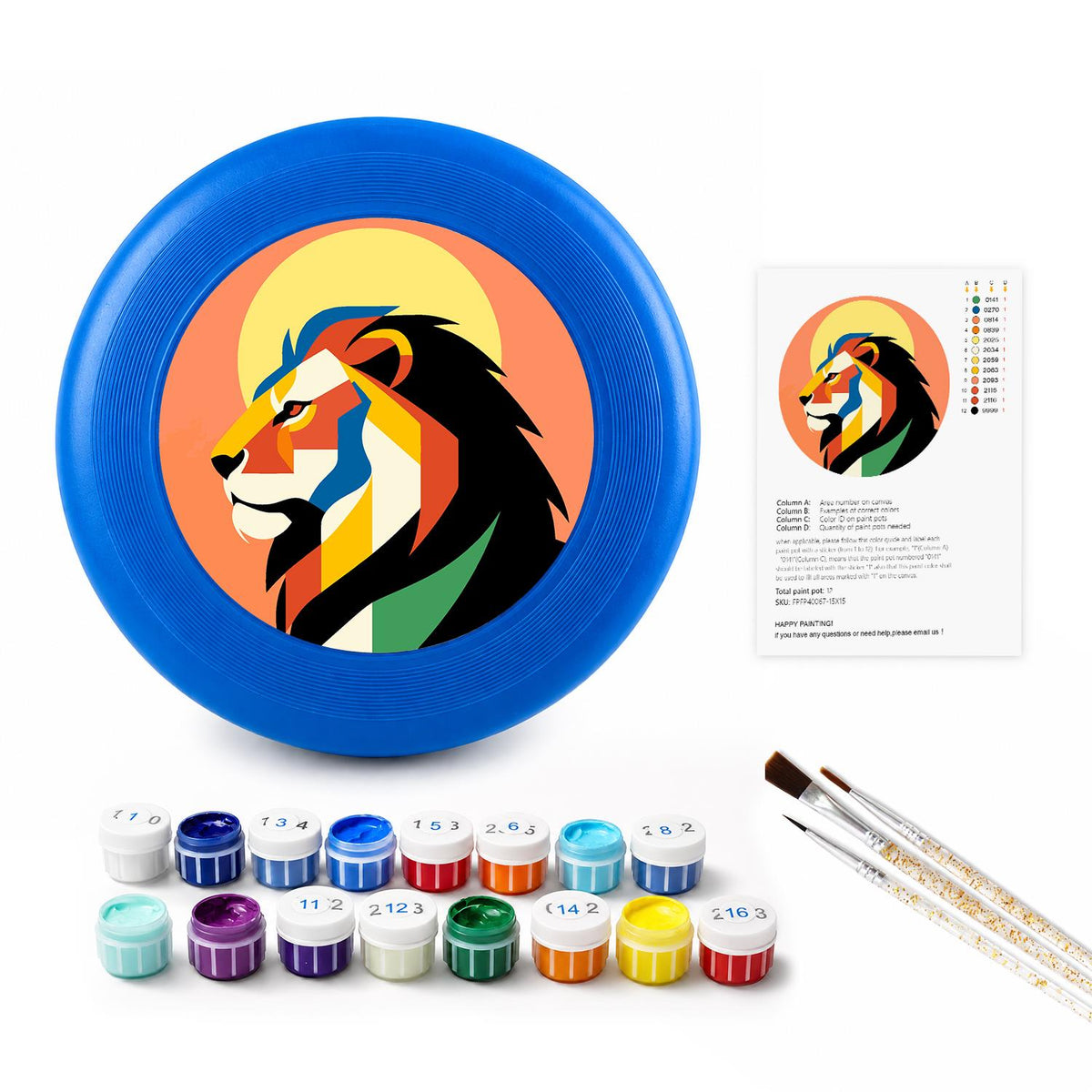 Sunset Geometric Lion (Paint by Numbers Flying Disc)